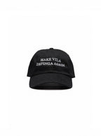 “Make Venezuela De Pinga Again” embroidered black dad hat — Venezuelan political humor, front view #color_black