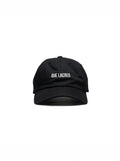 “Que Lacreo” embroidered black dad hat — Venezuelan slang streetwear, front view #color_black