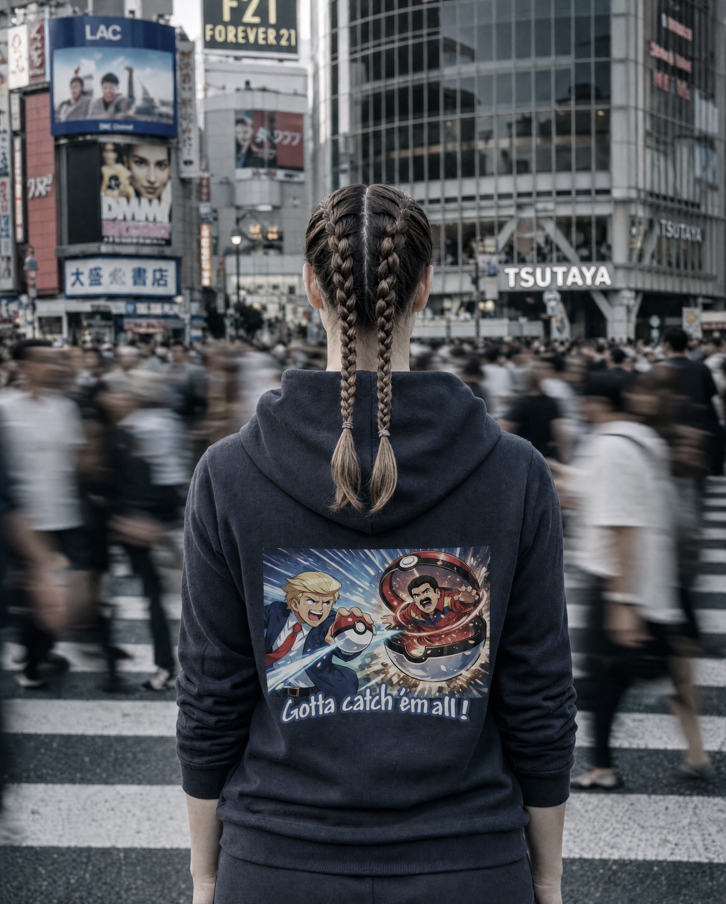 VEZLA Catch Them All hoodie — Trump vs Maduro cartoon streetwear, Venezuelan political humor clothing brand