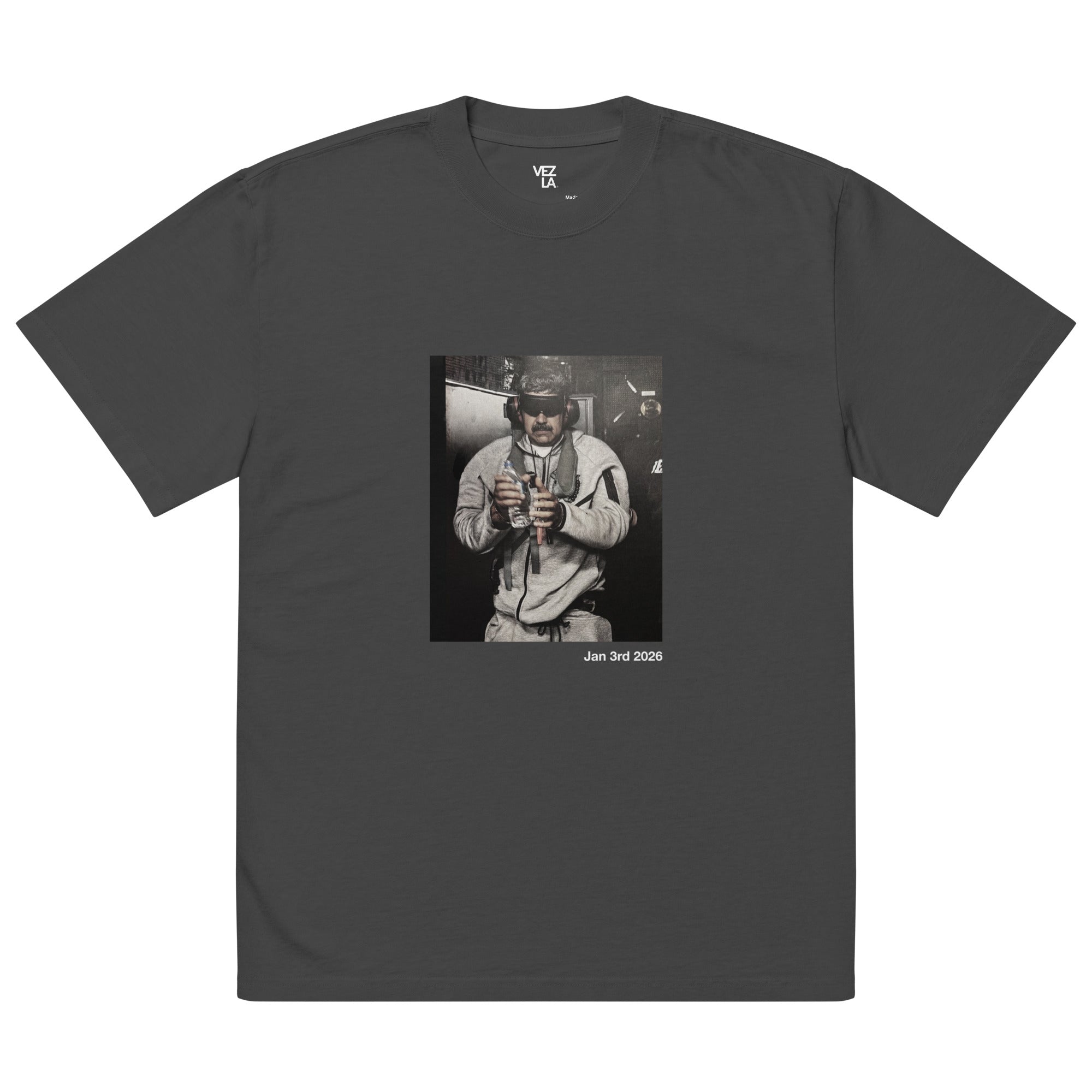 January 3rd 2026 oversized faded tee in faded black, front view — Venezuelan streetwear #color_faded_black