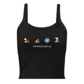 Desierto Selva Nieve y Volcán women's tank top in solid black blend, front view — ropa venezolana #color_solid_black_blend