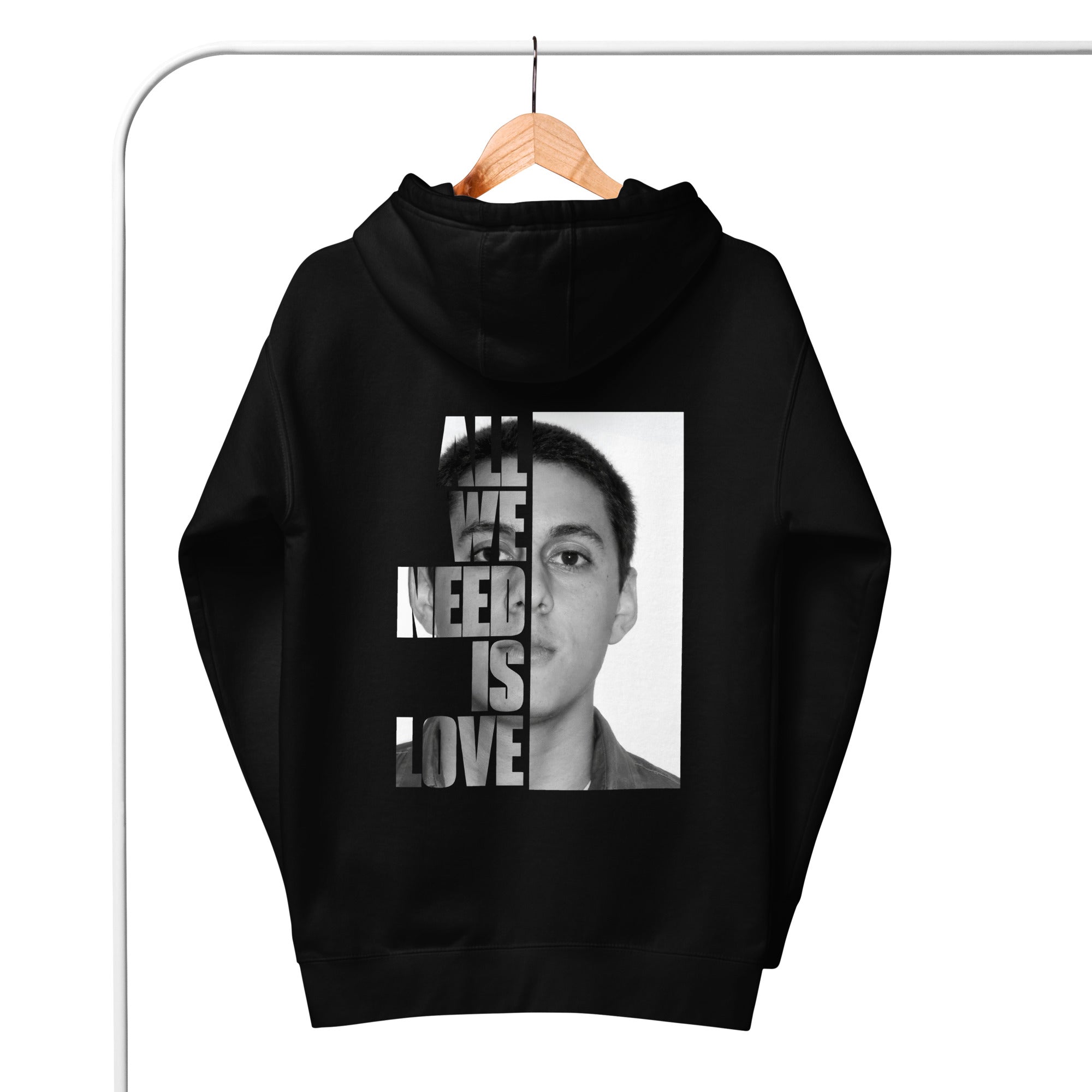 Canserbero “All We Need Is Love” hoodie in black, front view — Canserbero merch #color_black
