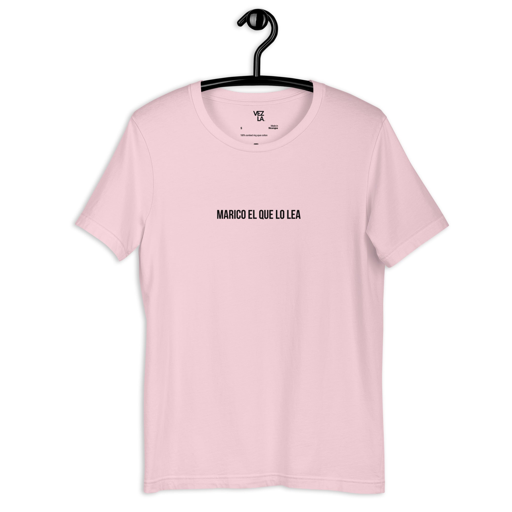 “Marico el que lo lea” t-shirt in soft pink, front view — Venezuelan t-shirt #color_soft_pink