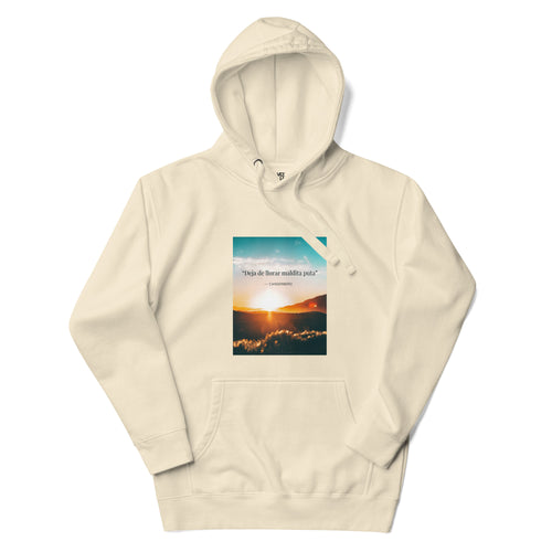Canserbero “inspirational” quote hoodie in bone, front view — Canserbero merch #color_bone