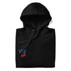 “Catch Them All” cartoon parody hoodie in black, folded detail — Venezuelan streetwear #color_black