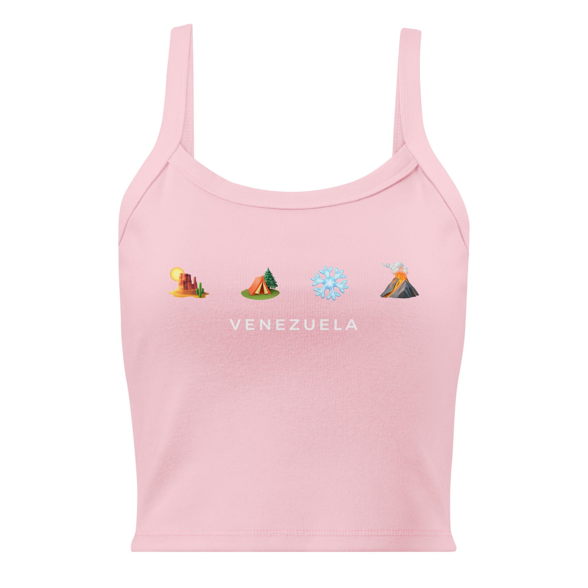 Desierto Selva Nieve y Volcán women's tank top in solid pink blend, front view — ropa venezolana #color_solid_pink_blend