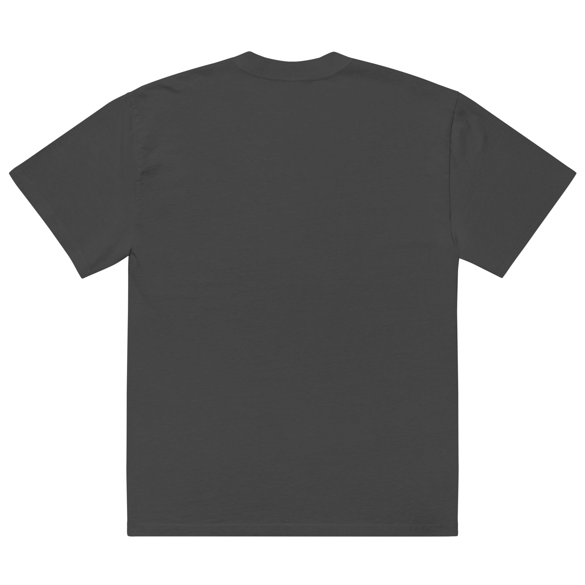 “Make Venezuela De Pinga Again” oversized faded tee in faded black, back view — Venezuelan political humor #color_faded_black