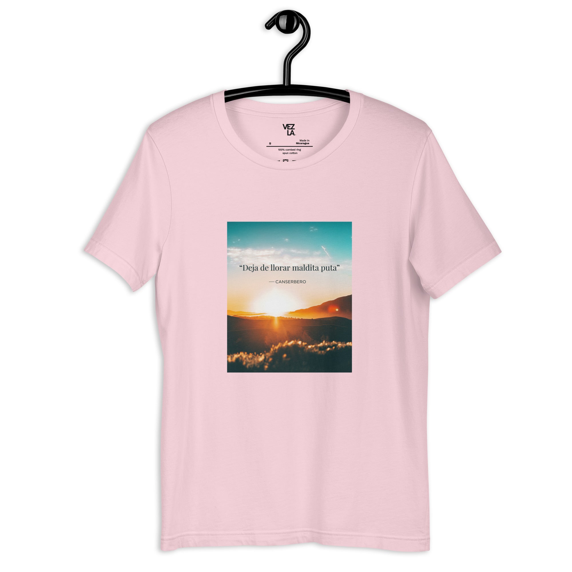 Canserbero “inspirational” quote t-shirt in soft pink, front view — Canserbero merch #color_soft_pink