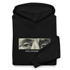 “Patria, Capitalismo y Vida” oversized hoodie in black, folded detail — Venezuelan political humor #color_black