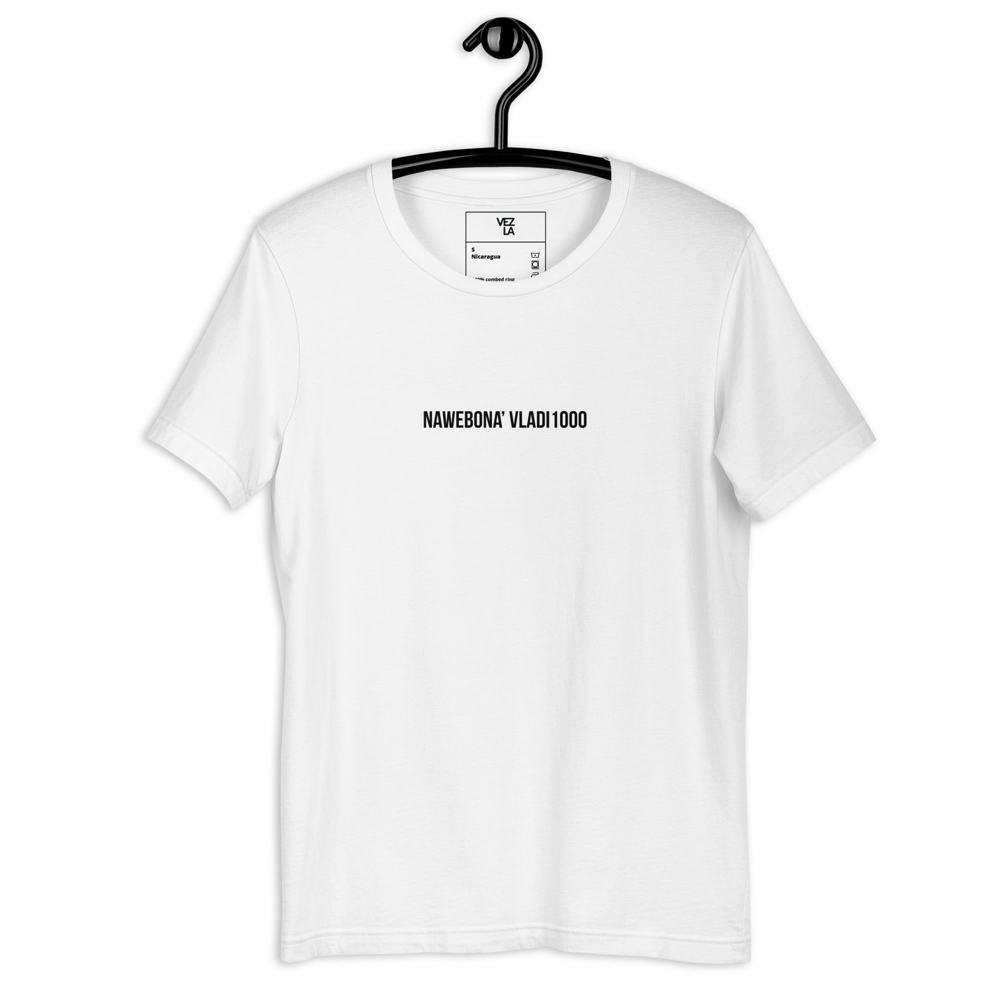 “Nawebona’ Vladi1000” t-shirt in white, front view — Venezuelan t-shirt #color_white