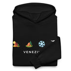 “Desierto, Selva, Nieve y Volcán” oversized hoodie in black, folded detail — ropa venezolana #color_black
