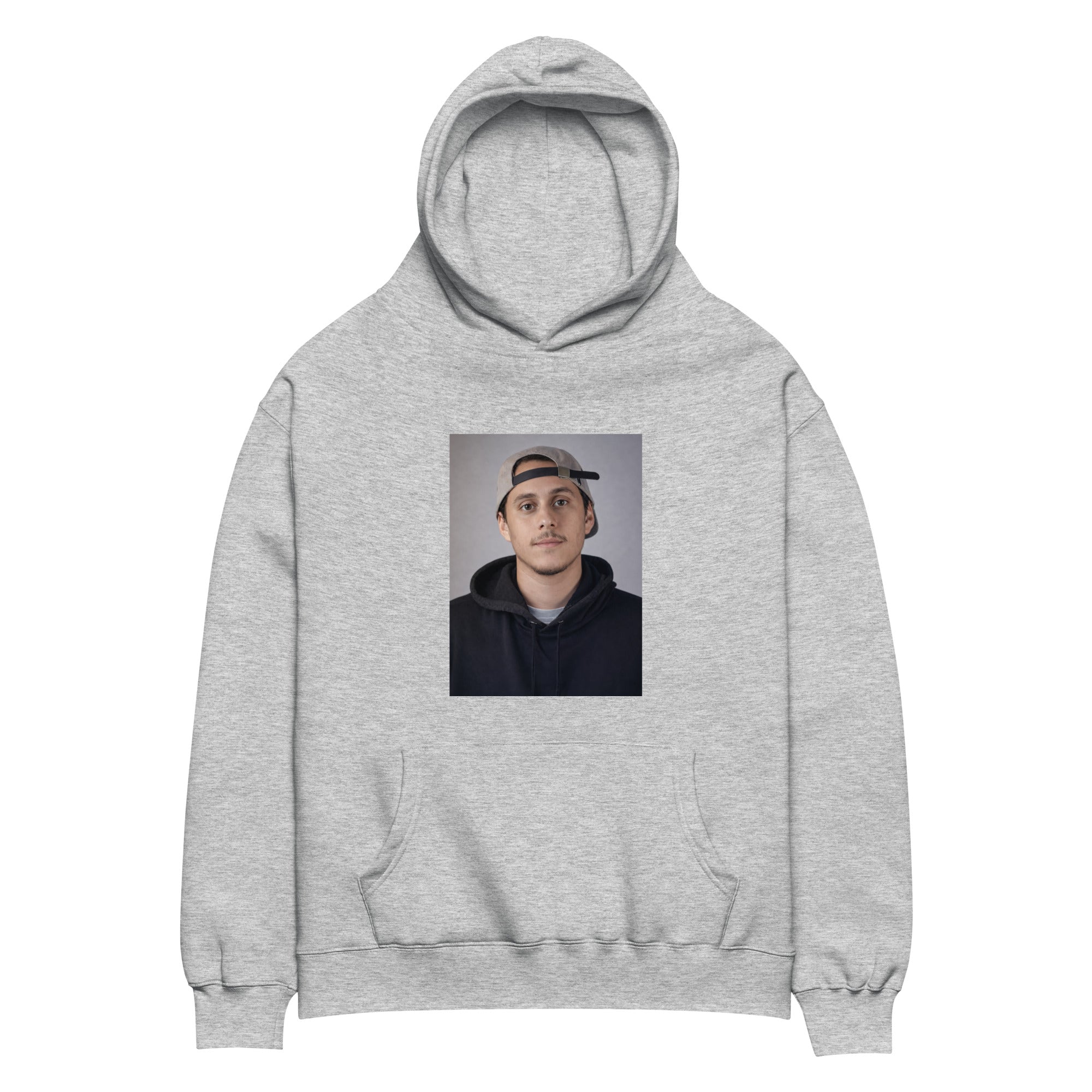 Canserbero portrait hoodie in athletic heather, front view — Canserbero merch #color_athletic_heather