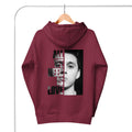 Canserbero “All We Need Is Love” hoodie in maroon, front view — Canserbero merch #color_maroon