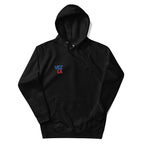 “Catch Them All” cartoon parody hoodie in black, front view — Venezuelan streetwear #color_black