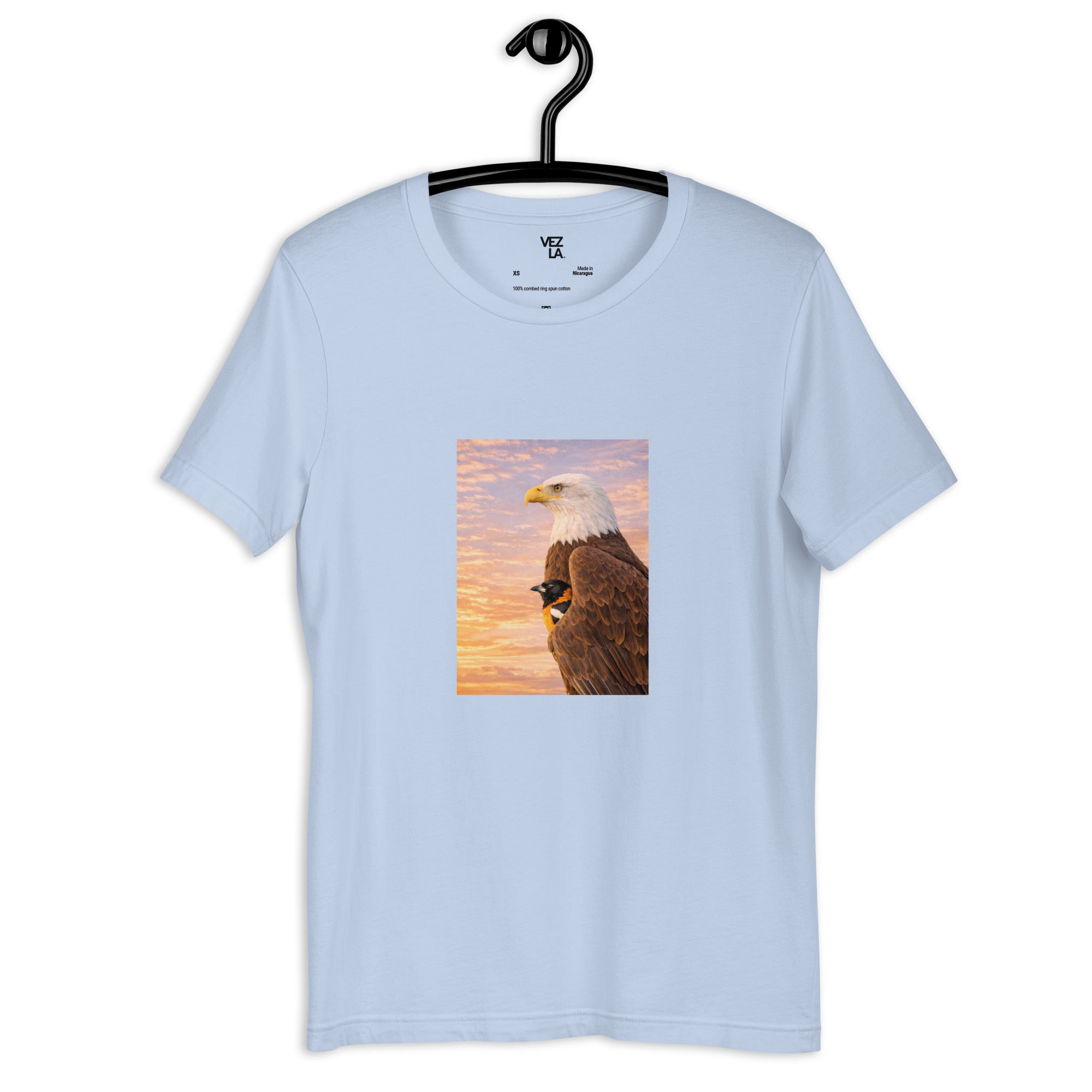 White eagle and turpial t-shirt in baby blue, front view — Venezuelan t-shirt #color_baby_blue