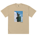“F*ck Dictators” Chávez statue oversized faded tee in faded khaki, front view — Venezuelan political humor #color_faded_khaki