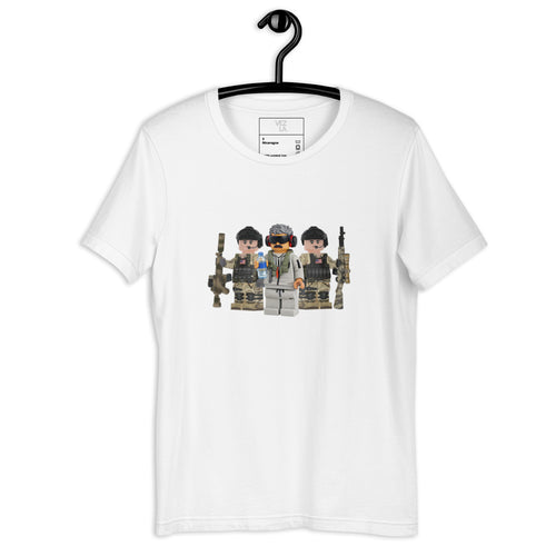 03/01/26 Maduro Lego “captured” t-shirt in white, front view — Venezuelan political humor #color_white