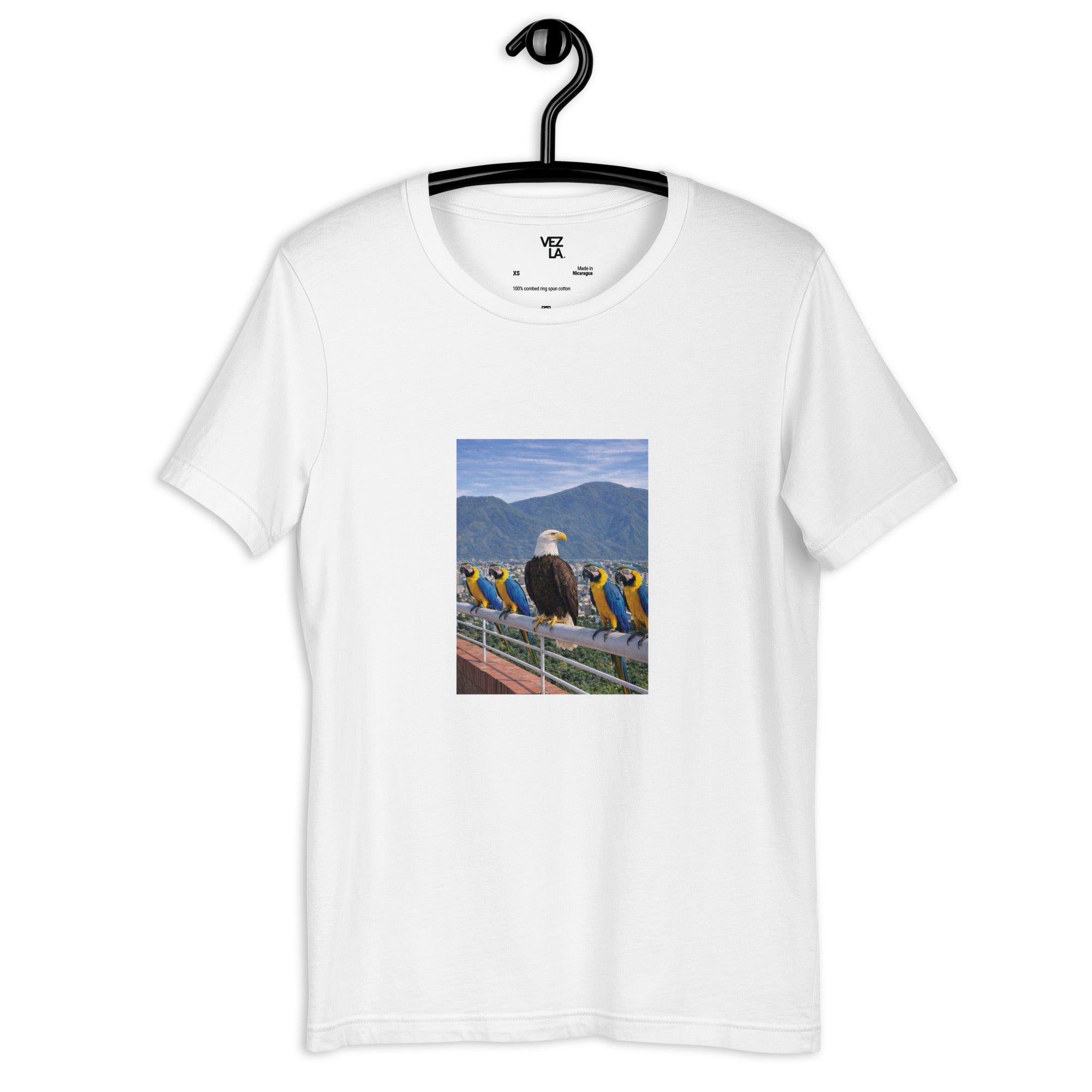 White eagle and guacamayas t-shirt in white, front view — Venezuelan t-shirt #color_white