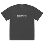 “Make Venezuela De Pinga Again” oversized faded tee in faded black, front view — Venezuelan political humor #color_faded_black