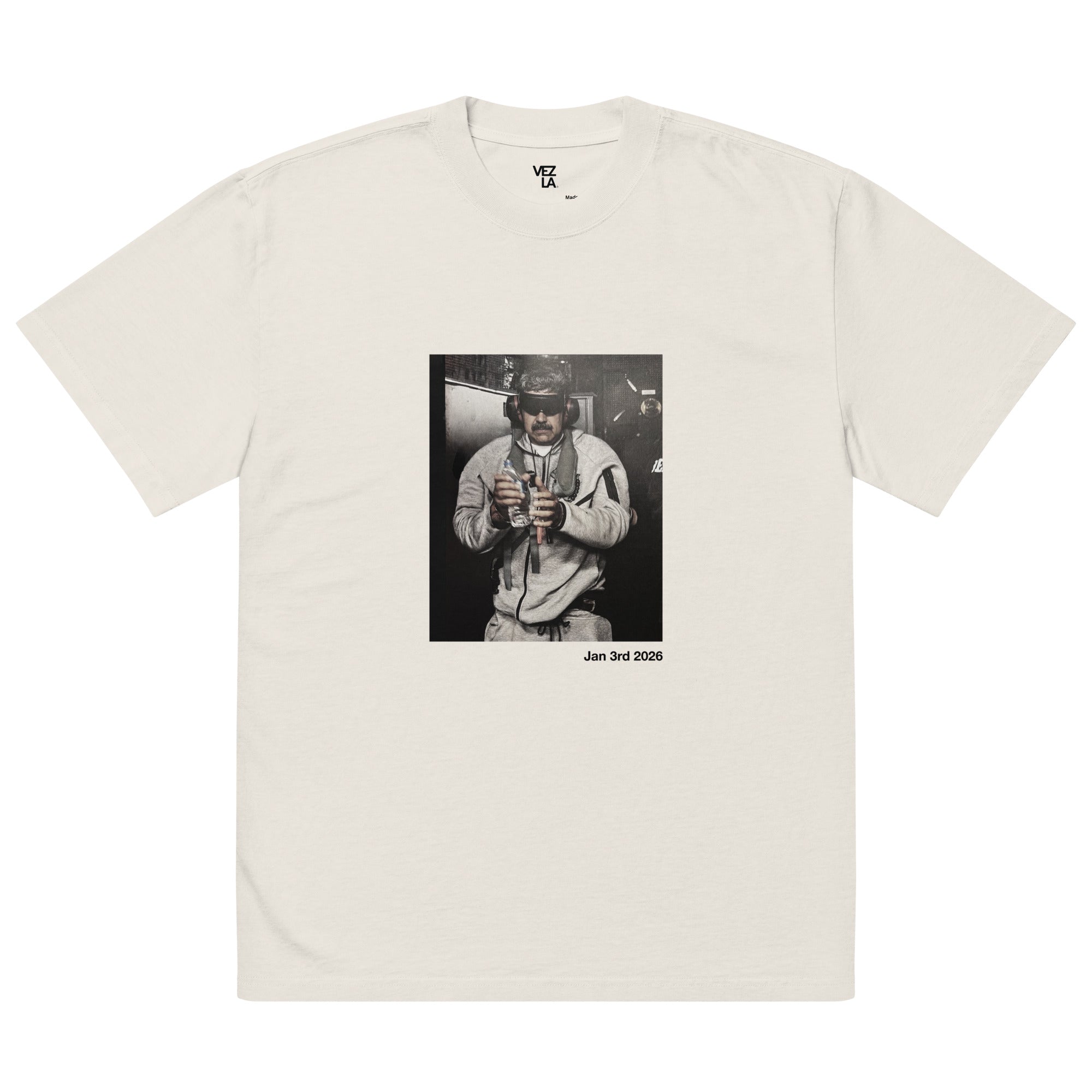 January 3rd 2026 oversized faded tee in faded bone, front view — Venezuelan streetwear #color_faded_bone