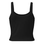 Desierto Selva Nieve y Volcán women's tank top in solid black blend, back view — ropa venezolana #color_solid_black_blend