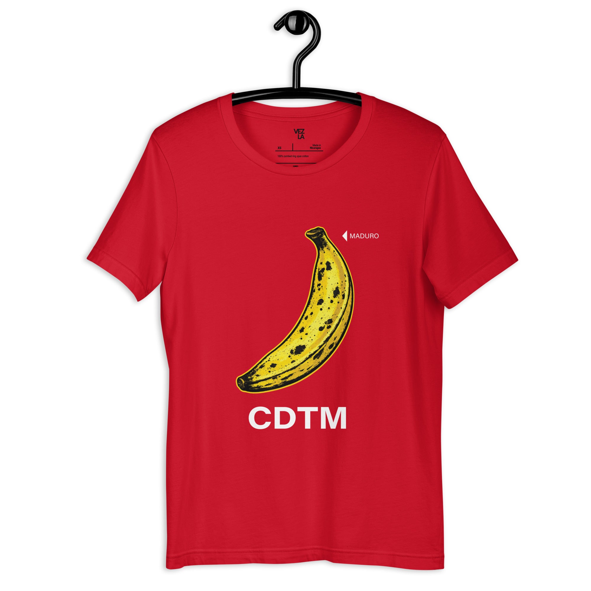 “Maduro CDTM” t-shirt in red, front view — Venezuelan political humor #color_red