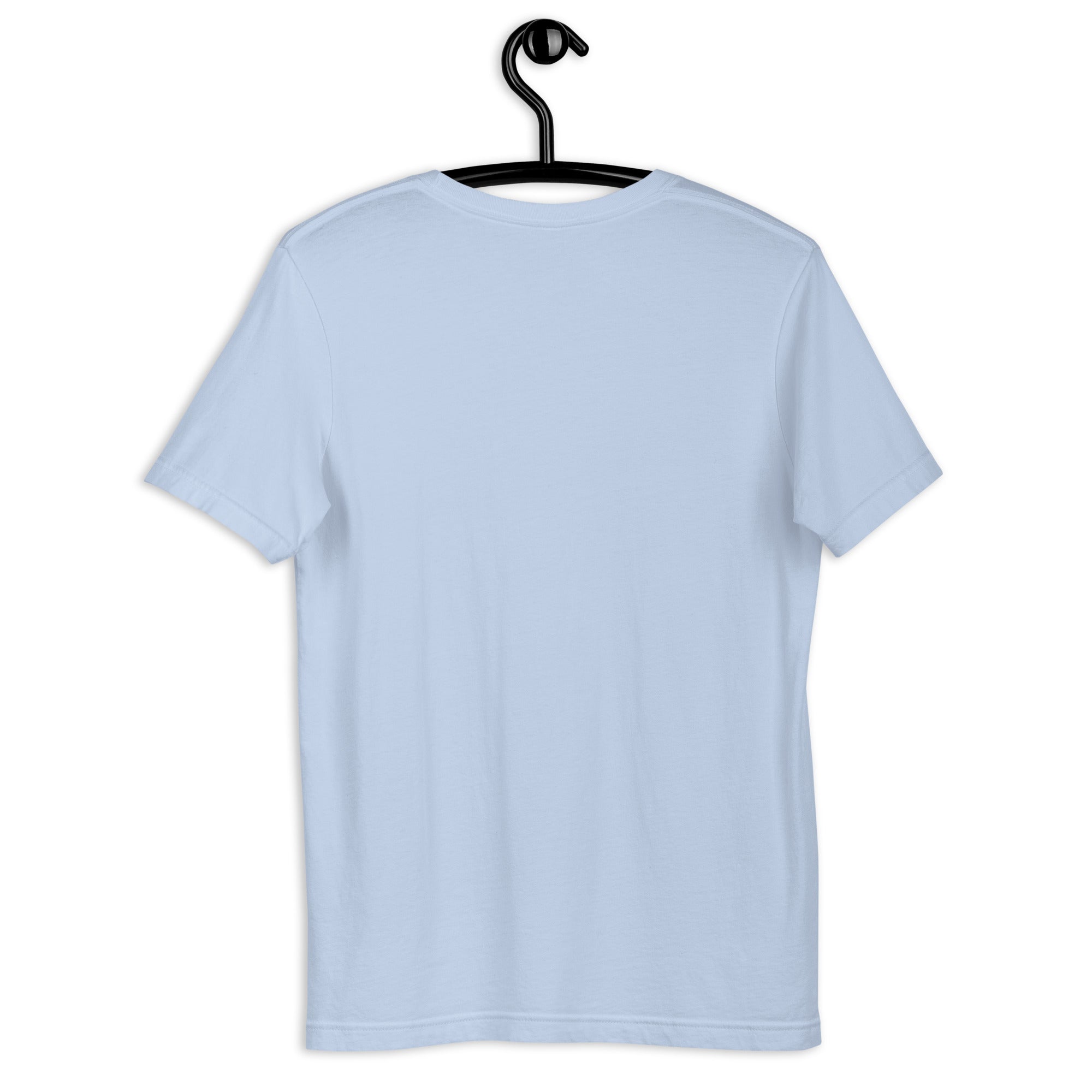 “El Que Se Quedo Pegao” t-shirt in baby blue, back view — Venezuelan t-shirt #color_baby_blue
