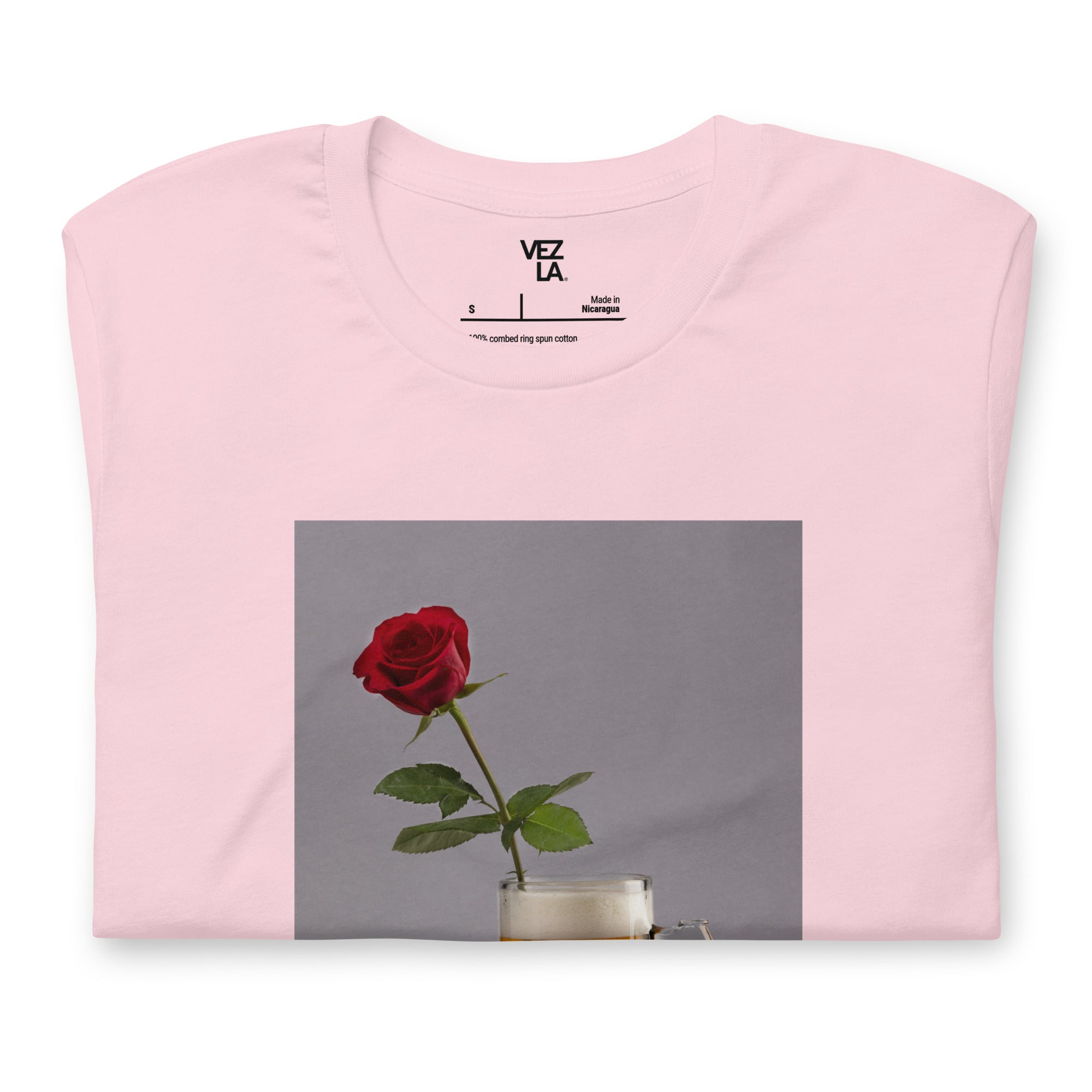 “Hopeless, not heartless” t-shirt in soft pink, folded detail — Venezuelan streetwear #color_soft_pink