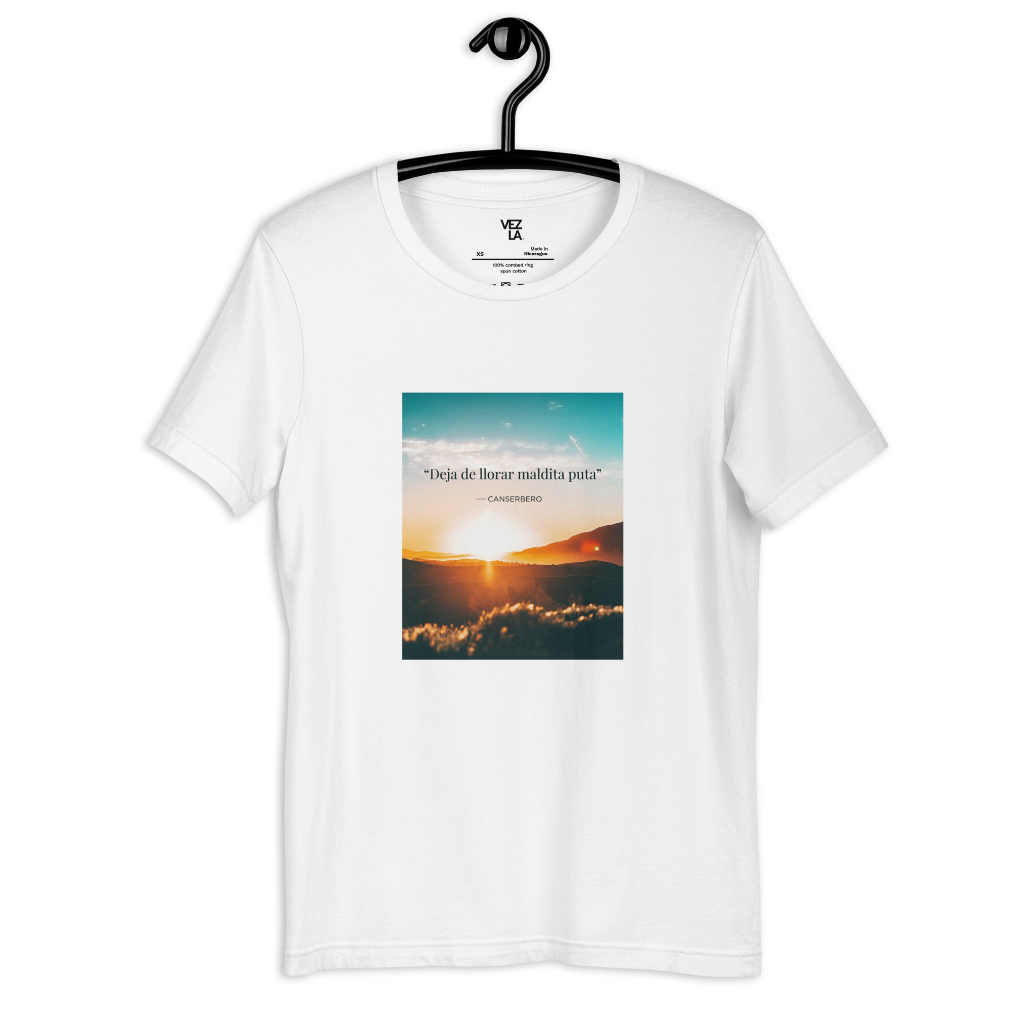 Canserbero “inspirational” quote t-shirt in white, front view — Canserbero merch #color_white