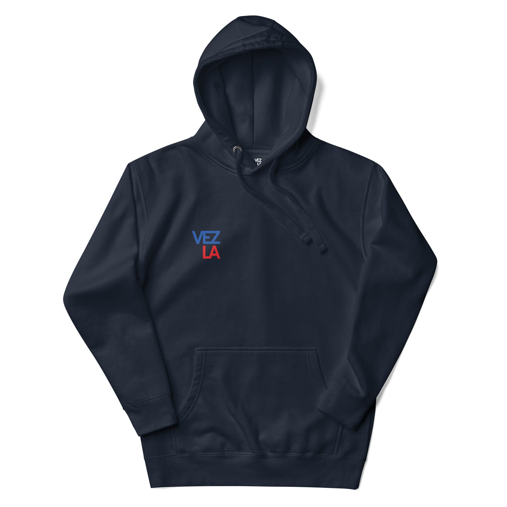 “Catch Them All” cartoon parody hoodie in navy blazer, front view — Venezuelan streetwear #color_navy_blazer