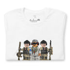 03/01/26 Maduro Lego “captured” t-shirt in white, folded detail — Venezuelan political humor #color_white