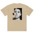Canserbero “All We Need Is Love” oversized faded tee in faded khaki, front view — Canserbero merch #color_faded_khaki