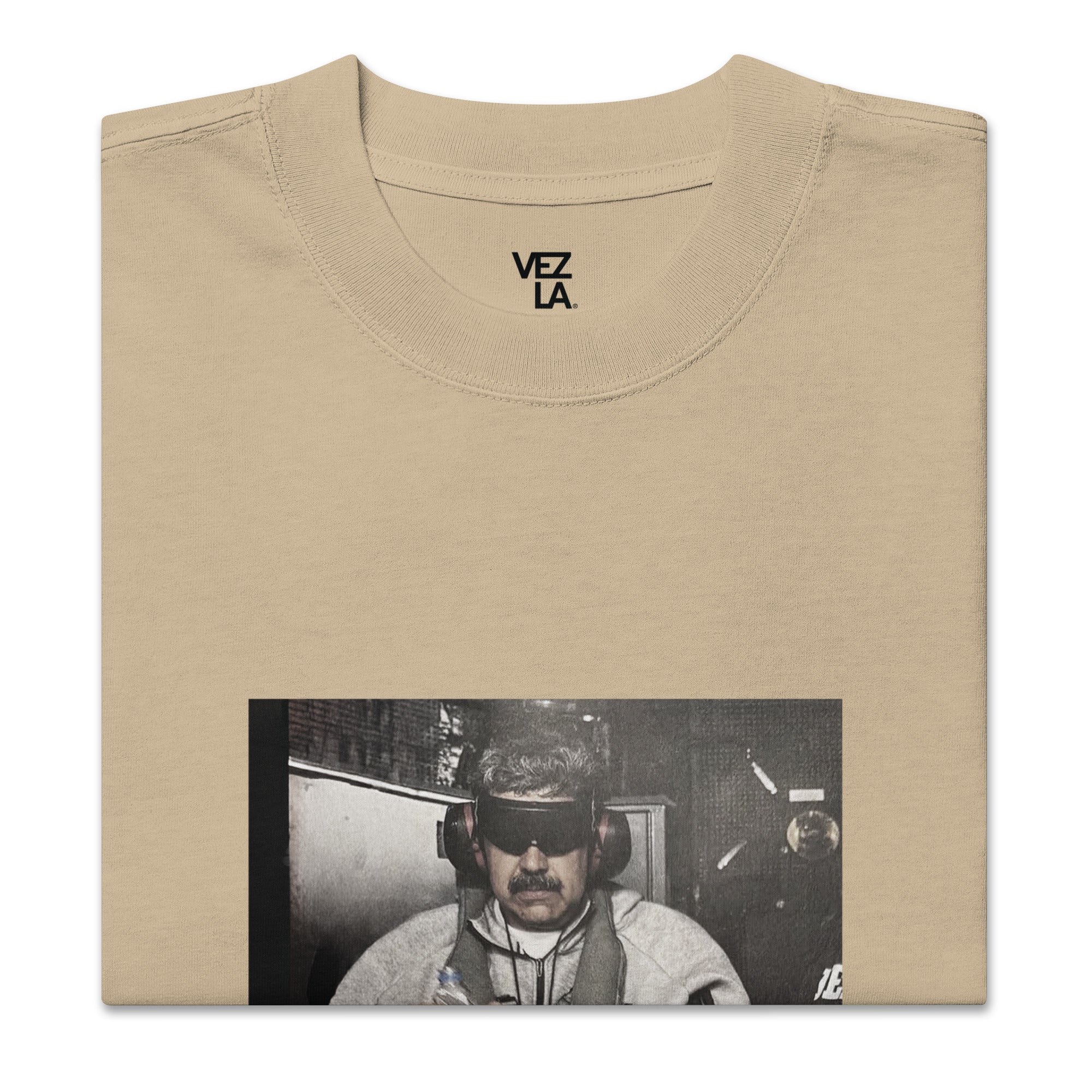January 3rd 2026 oversized faded tee in faded khaki, folded detail — Venezuelan streetwear #color_faded_khaki