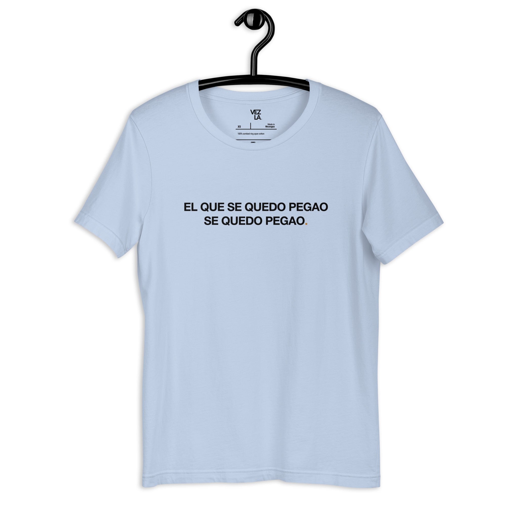 “El Que Se Quedo Pegao” t-shirt in baby blue, front view — Venezuelan t-shirt #color_baby_blue