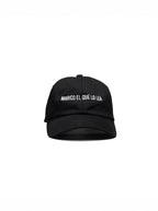 “Marico el que lo lea” embroidered black dad cap — Venezuelan slang streetwear, front view #color_black