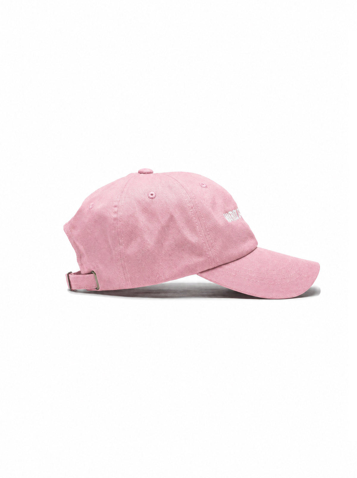 “Marico el que lo lea” embroidered pink dad cap — Venezuelan slang streetwear, side view #color_pink