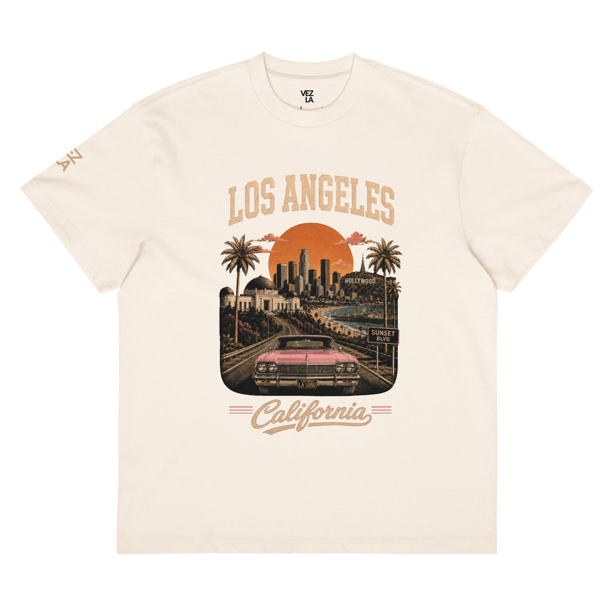 Los Angeles California men's box tee in vintage white, front view — Venezuelan American #color_vintage_white