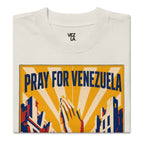 “Pray for Venezuela” oversized faded tee in faded bone, folded detail — ropa venezolana #color_faded_bone