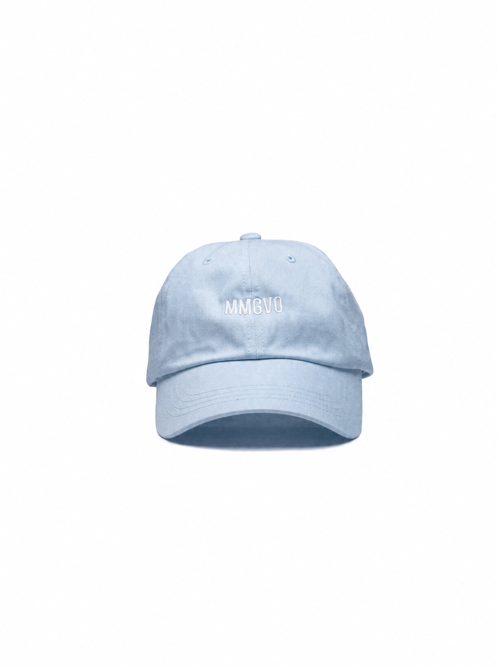 MMGVO embroidered light blue dad hat — Venezuelan slang streetwear, front view #color_light_blue