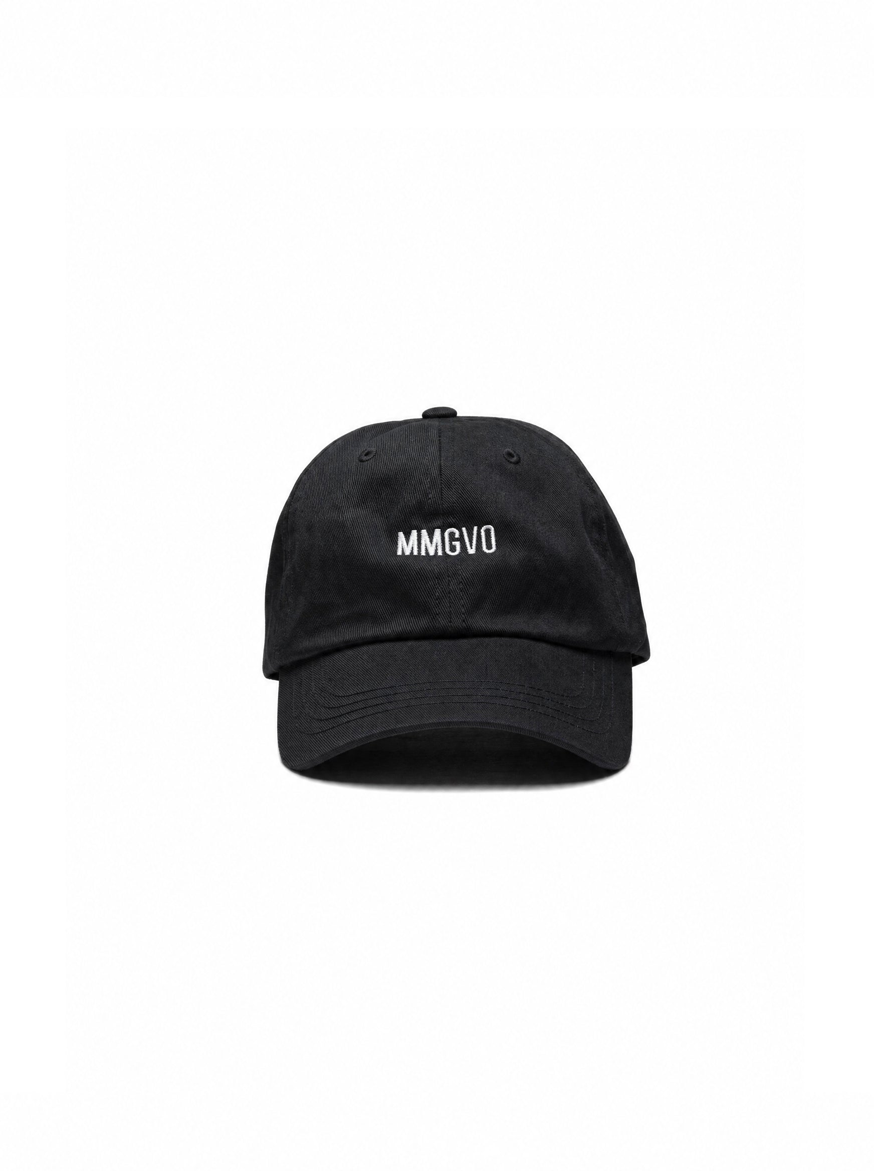 MMGVO embroidered black dad hat — Venezuelan slang streetwear, front view #color_black