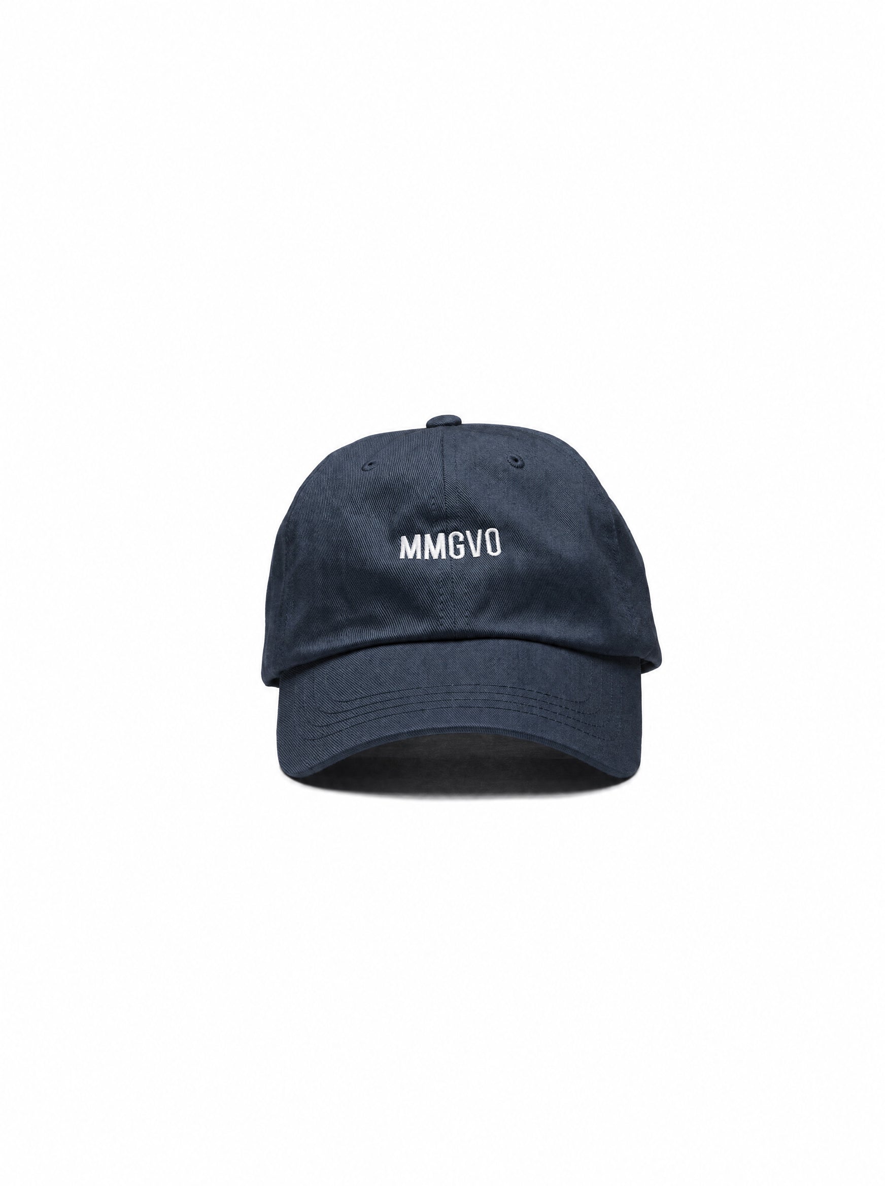 MMGVO embroidered navy dad hat — Venezuelan slang streetwear, front view #color_navy