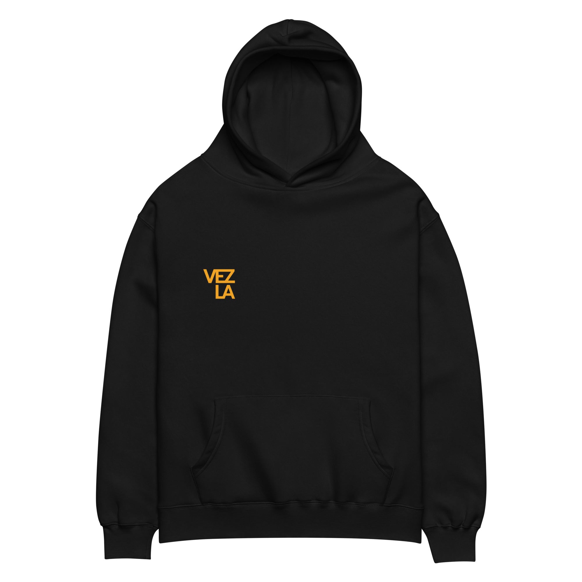 “Pray for Venezuela” oversized hoodie in black, front view — ropa venezolana #color_black