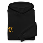 “Pray for Venezuela” oversized hoodie in black, folded detail — ropa venezolana #color_black
