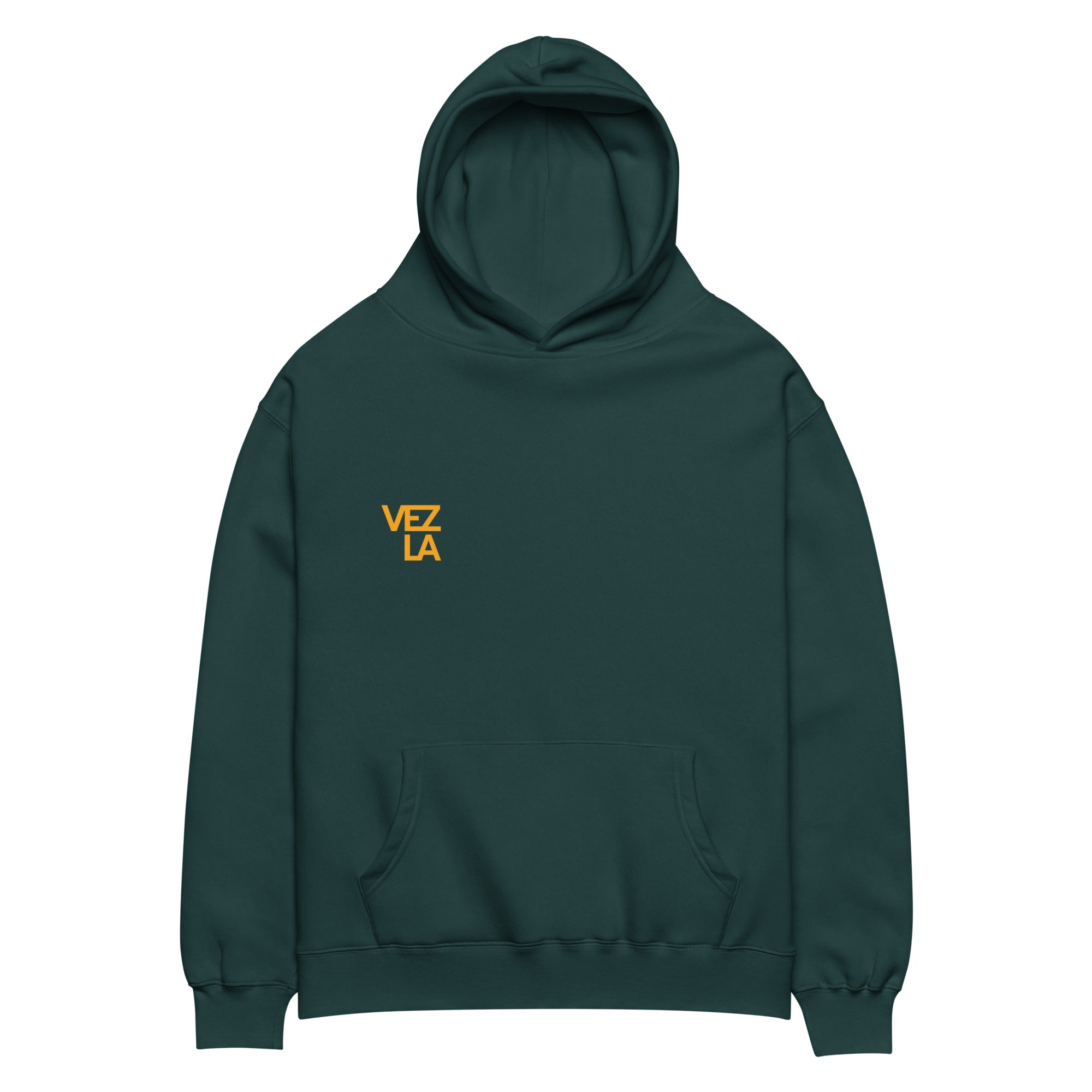 “Pray for Venezuela” oversized hoodie in pine green, front view — ropa venezolana #color_pine_green