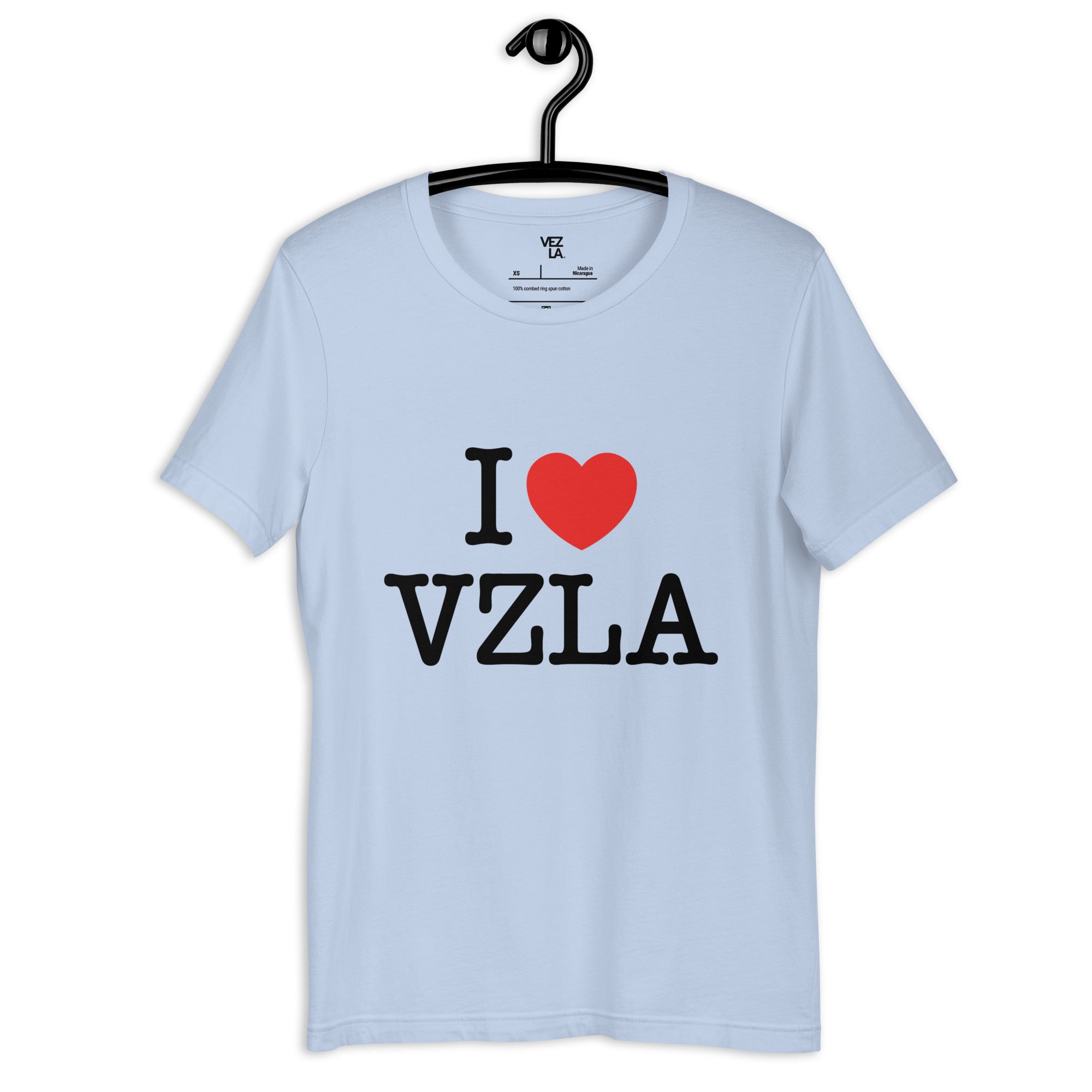 “I ❤ VZLA” I Love Venezuela t-shirt in baby blue, front view — ropa venezolana #color_baby_blue