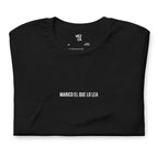 “Marico el que lo lea” t-shirt in black, folded detail — Venezuelan t-shirt #color_black