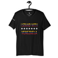 “I Stand With Venezuela” t-shirt in black, front view — ropa venezolana #color_black