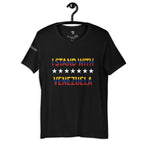 “I Stand With Venezuela” t-shirt in black, front view — ropa venezolana #color_black