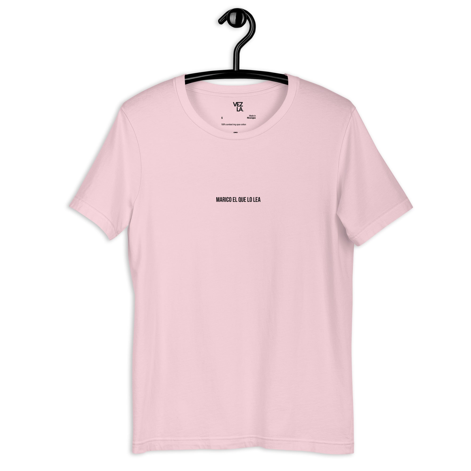 “Marico el que lo lea” t-shirt in soft pink, front view — Venezuelan t-shirt #color_soft_pink