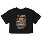 Los Angeles California women's crop top in black, front view — Venezuelan American #color_black